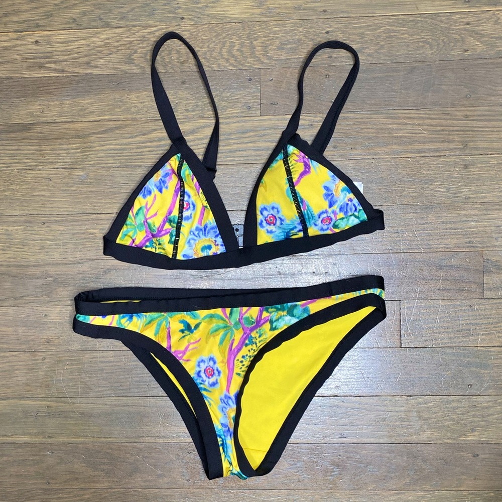 H&M Yellow Floral Two Piece Swimsuit